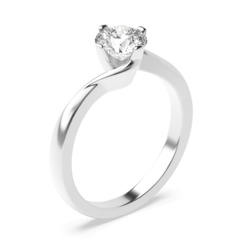 4 Prong Round Twist Shoulder Lab Grown Diamond Solitaire Engagement Ring