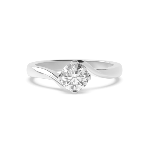 4 Prong Round Twist Shoulder Lab Grown Diamond Solitaire Engagement Ring