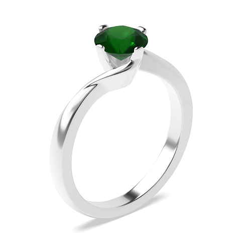 4 Prong Round Twisted open set Emerald Unique Engagement Rings