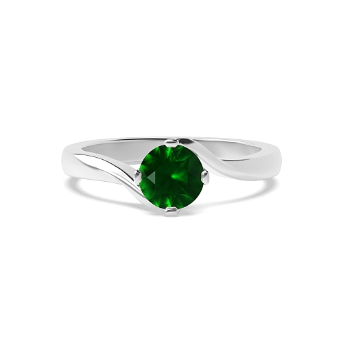 4 Prong Round Twisted open set Emerald Unique Engagement Rings