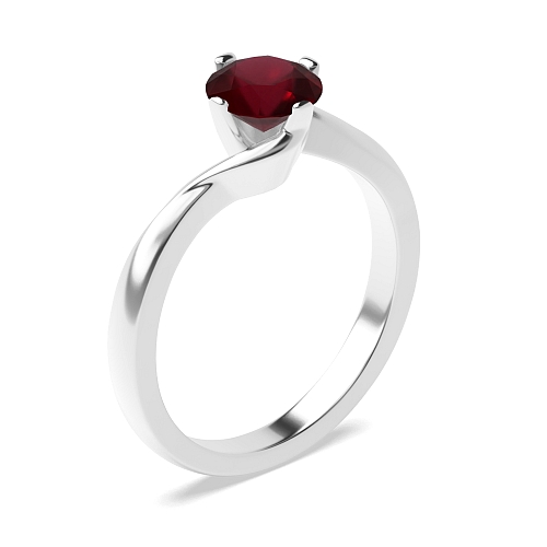 4 Prong Round open set Ruby Twisted Engagement Rings