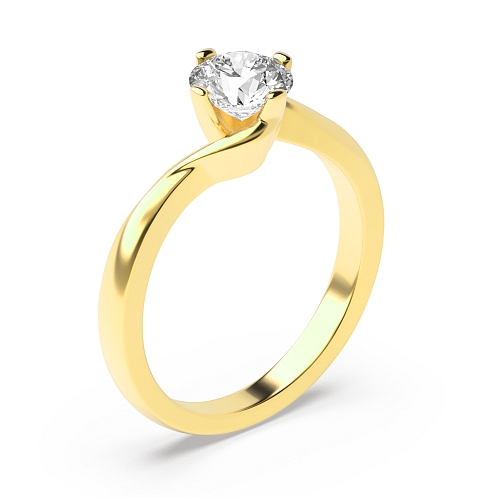 4 Prong Round Yellow Gold open set Twisted Engagement Rings