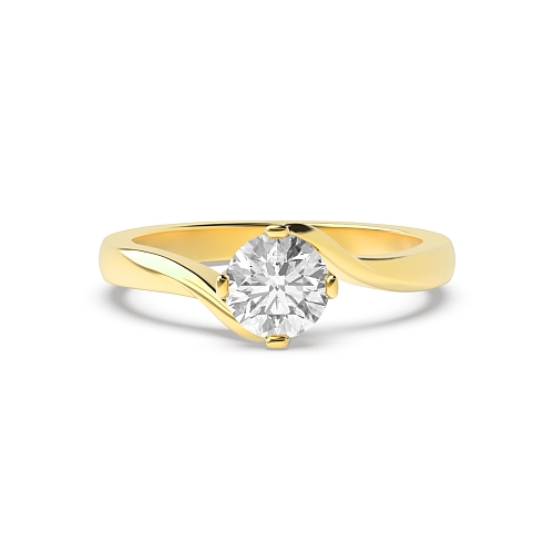 4 Prong Round Yellow Gold open set Twisted Engagement Rings