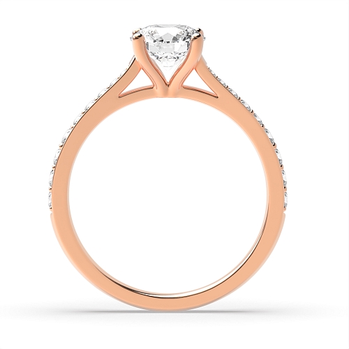 Round Rose Gold Pave set tappered shank Engagement Rings