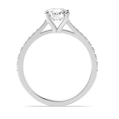 4 Prong Round Tapered Shank Side Stone Engagement Ring