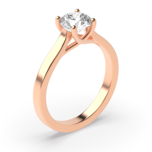 4 Prong Round Rose Gold Crossover claws Engagement Rings