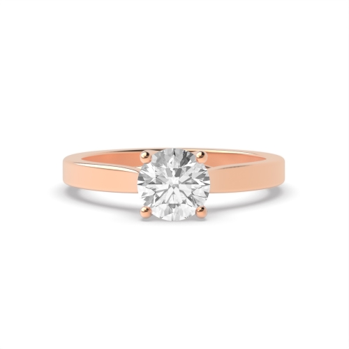 4 Prong Round Rose Gold Crossover claws Engagement Rings