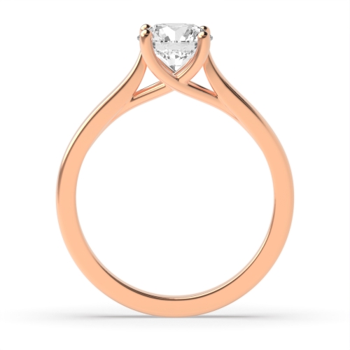 4 Prong Round Rose Gold Crossover claws Engagement Rings