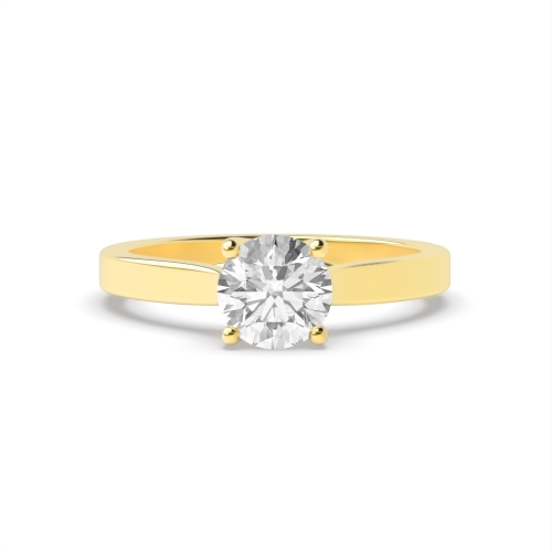 4 Prong Round Yellow Gold Crossover claws Engagement Rings