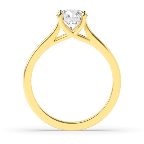 4 Prong Round Yellow Gold Crossover claws Engagement Rings