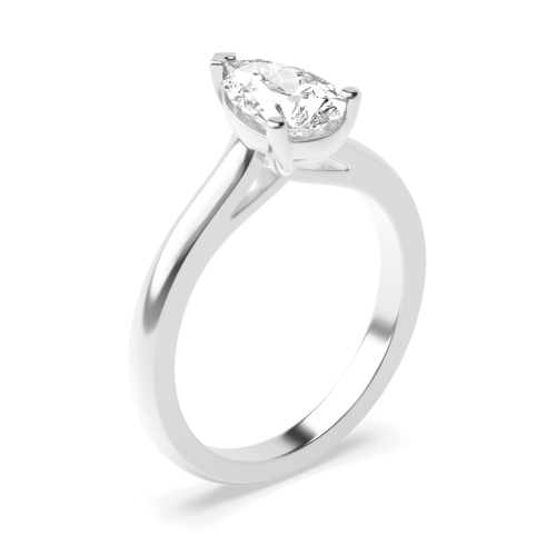 Pear Solitaire Engagement Rings in High Set Diamond