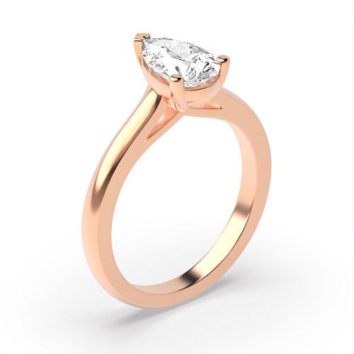 Rose Gold Pointy bridge Solitaire Engagement Rings
