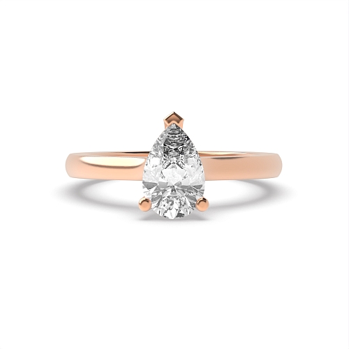 Rose Gold Pointy bridge Solitaire Engagement Rings