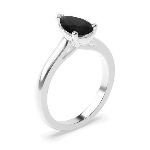 Pointy bridge Black Diamond Solitaire Engagement Rings