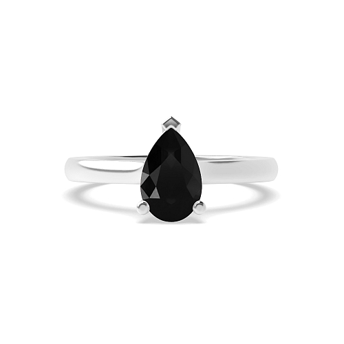 Pointy bridge Black Diamond Solitaire Engagement Rings