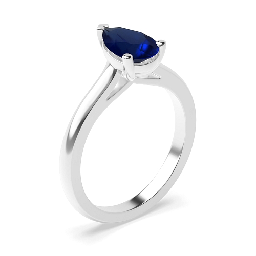 Pointy bridge Blue Sapphire Engagement Rings