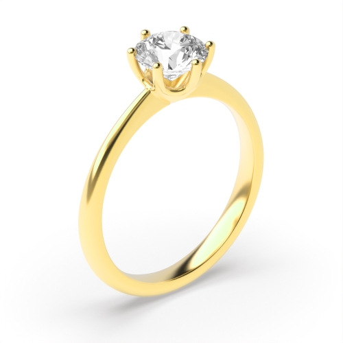 Prong Setting Round Cut Solitaire Diamond Engagement Rings Rose / Yellow / White Gold