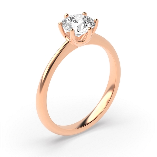 4 Prong Round Rose Gold Delicate tapering shoulder Engagement Rings