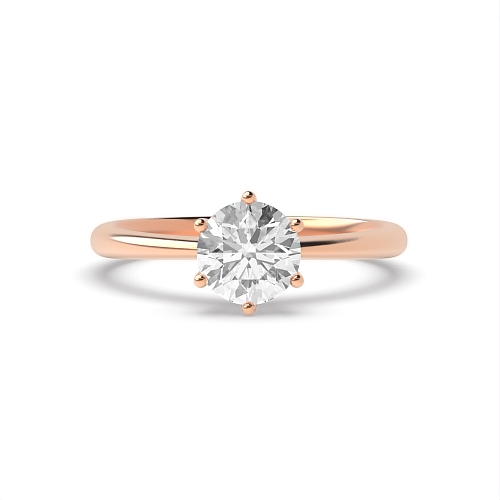 4 Prong Round Rose Gold Delicate tapering shoulder Engagement Rings