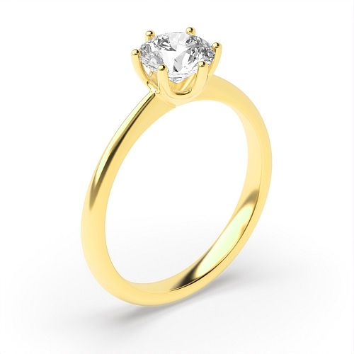 4 Prong Round Yellow Gold Delicate tapering shoulder Engagement Rings