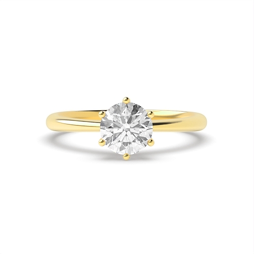 4 Prong Round Yellow Gold Delicate tapering shoulder Engagement Rings