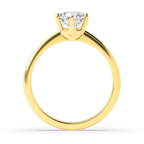 4 Prong Round Yellow Gold Delicate tapering shoulder Engagement Rings