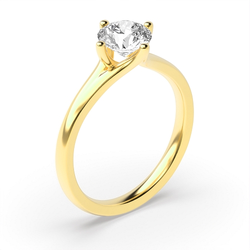 Round Yellow Gold Split Shoulder Engagement Rings