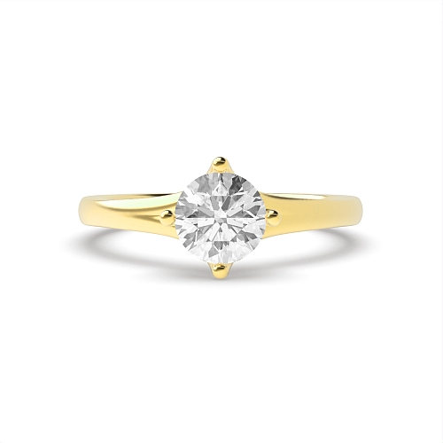 Round Yellow Gold Split Shoulder Engagement Rings