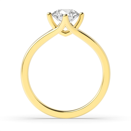 Round Yellow Gold Split Shoulder Engagement Rings