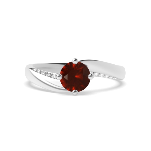 Round Twist Garnet Side Stone Engagement Ring