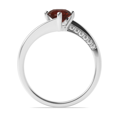 Round Twist Garnet Side Stone Engagement Ring