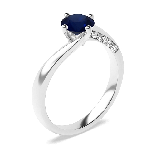 Twist Blue Sapphire Engagement Rings