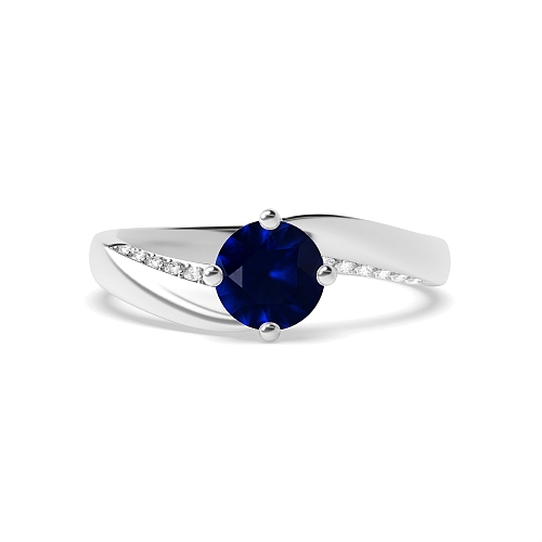 Twist Blue Sapphire Engagement Rings