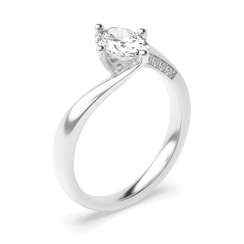 Oval Twist Side Stone Engagement Rings