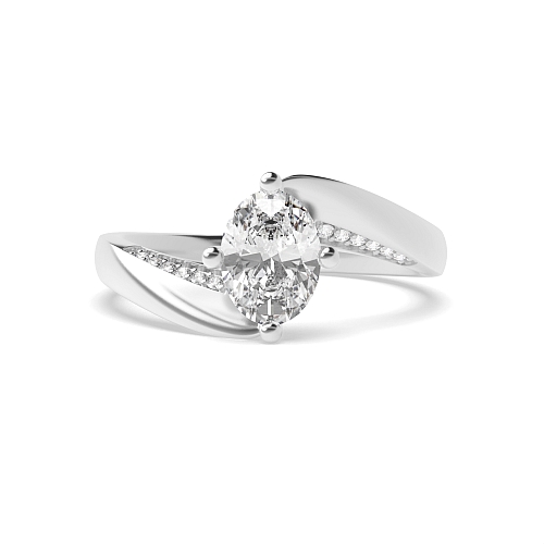 Oval Twist Side Stone Engagement Rings