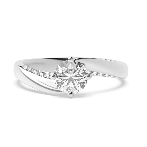 4 Prong Round Twist Side Stone Engagement Ring