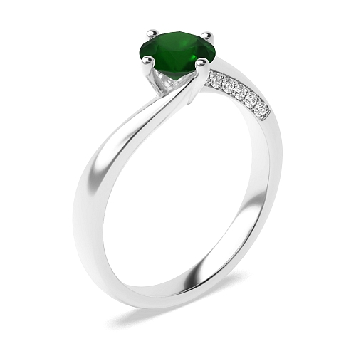 Twist Emerald Side Stone Engagement Rings