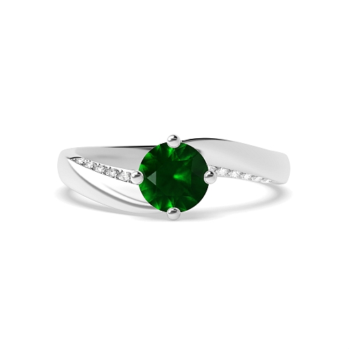 Twist Emerald Side Stone Engagement Rings