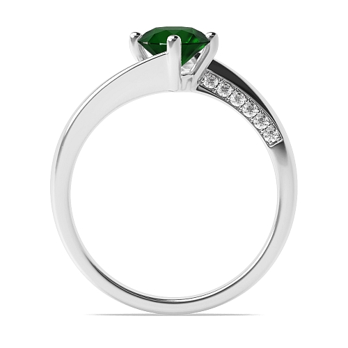 Twist Emerald Side Stone Engagement Rings