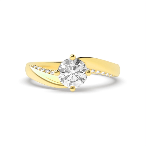 Yellow Gold Twist Side Stone Engagement Rings