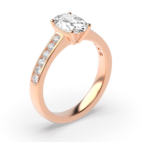 Oval Rose Gold Diamond set on shoulder Engagement Rings