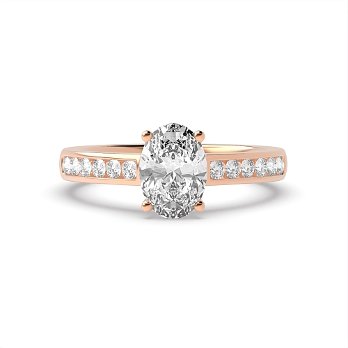 Oval Rose Gold Diamond set on shoulder Engagement Rings