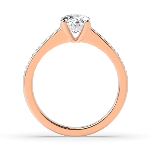Oval Rose Gold Diamond set on shoulder Engagement Rings