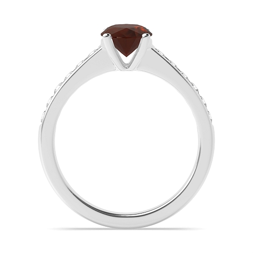 Oval Diamond set on shoulder Garnet Engagement Rings