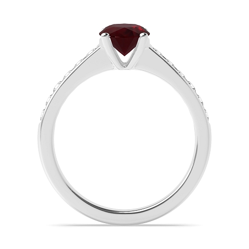Oval Diamond set on shoulder Ruby Engagement Rings