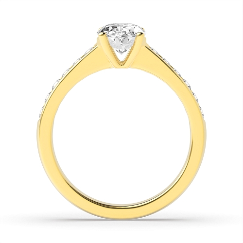 Oval Yellow Gold Diamond set on shoulder Engagement Rings