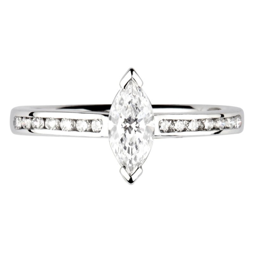 4 Prong Marquise Side Stone Engagement Rings