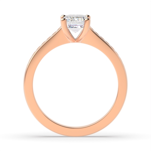 4 Prong Emerald Rose Gold Channel set shank Engagement Rings