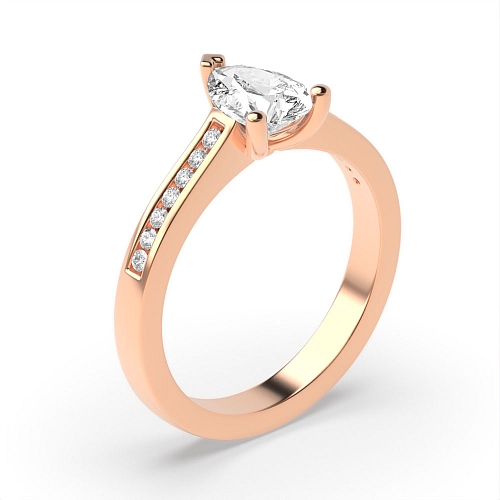 Prong Pear Rose Gold Channel set shank Engagement Rings