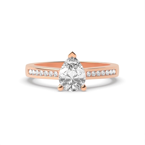 Prong Pear Rose Gold Channel set shank Engagement Rings
